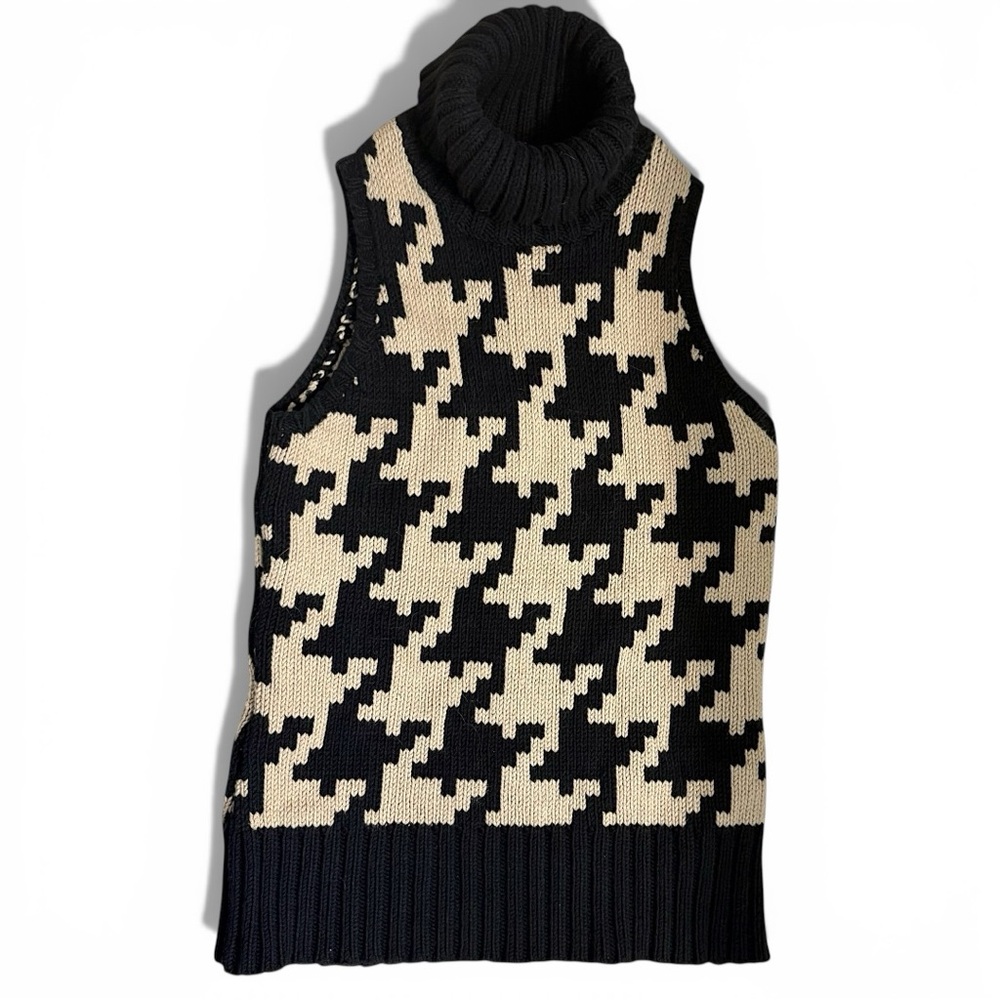 Jones New York Houndstooth Sleeveless Turtleneck Sweater Vest – Petite PP